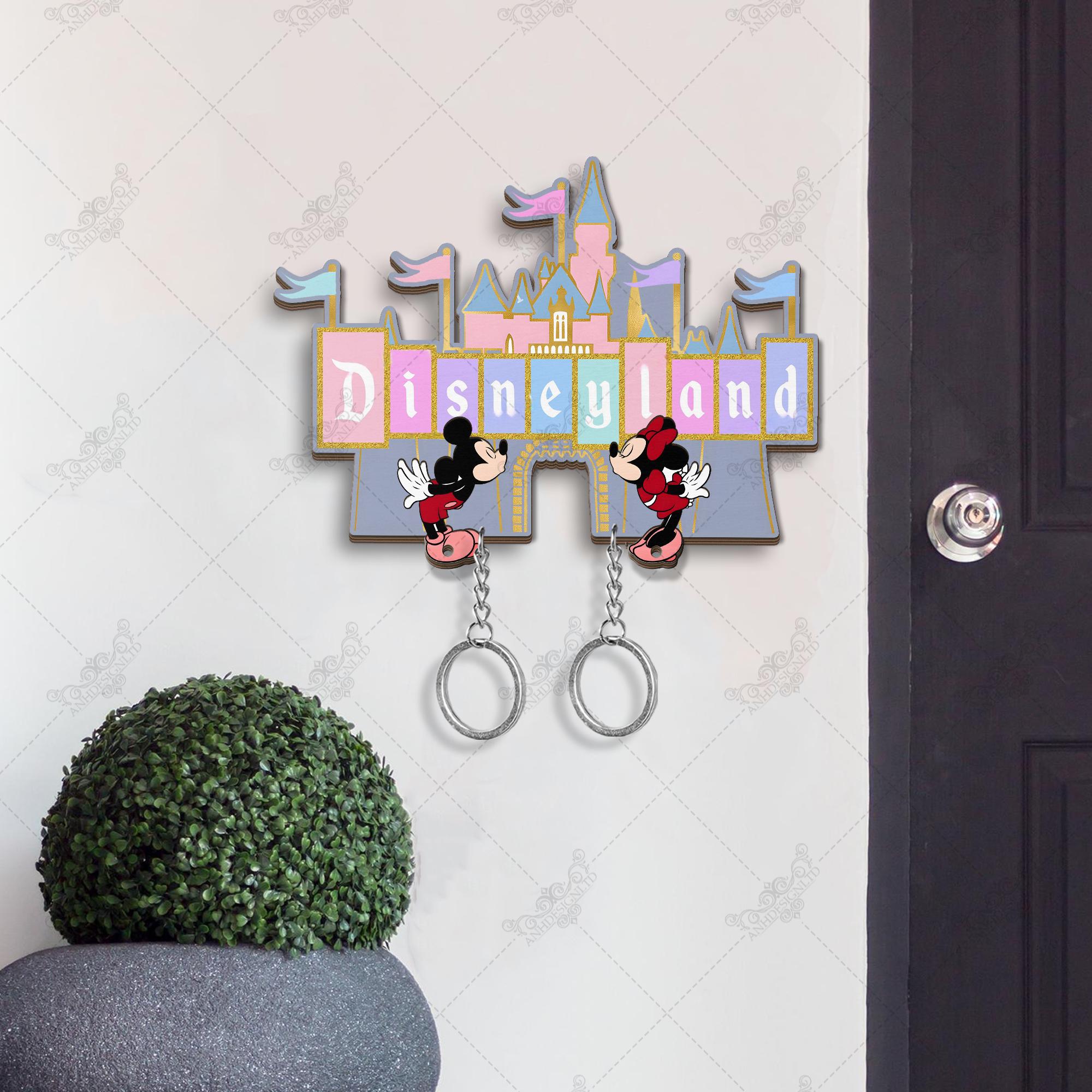 Disneyland Wooden Keychain Holder, Mickey Mouse Keychain, Disney