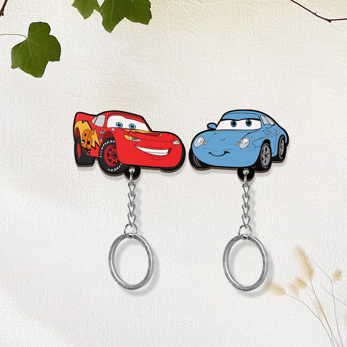 Personalized Cars Movie Couple Keychain Holder, Lightning Mcqueen and ...