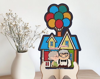 Personalized Couple Wooden Sign, Up House Decor, Up Inspired Carl and Ellie Keepsake, Balloon House, Perfect Home Decor, Anniversary Gift