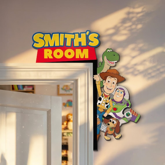 Toy Story Personalized Wooden Door Corner Sign, Woody Buzz