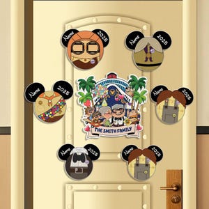 Magnete personalizzato ispirato a Disney Up, regalo per i membri della famiglia Disney, magnete con testa di Topolino, magnete per porta da crociera ispirato al film Up, Carl ed Ellie