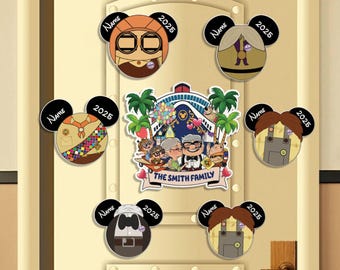 Personalisierte Disney Up inspiriert Magnet, Disney Familienmitglieder Geschenk, Mickey Head Magnet, Up Film inspiriert Cruise Türmagnet, Carl und Ellie