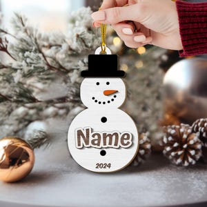 Personalized Snowman Christmas Ornament, Baby&#39;s First Christmas, Custom Christmas Family Snowman, Wood Snowmen Bauble Xmas Tree Decorations