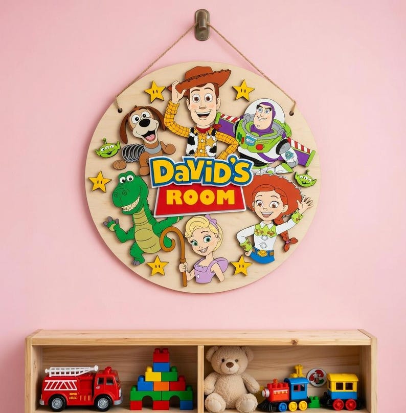 Personalized Toy Story Wooden Name Sign, Kids Room Door Decor, Custom ...