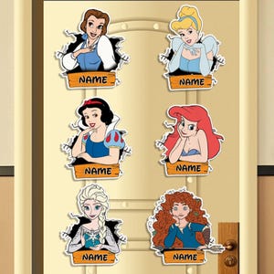 Personalized Princess Bursting the Door of the Disney Magnet, Disney Porthole Magnet,  Disney Cruise Magnets, Disney Cruise Decor