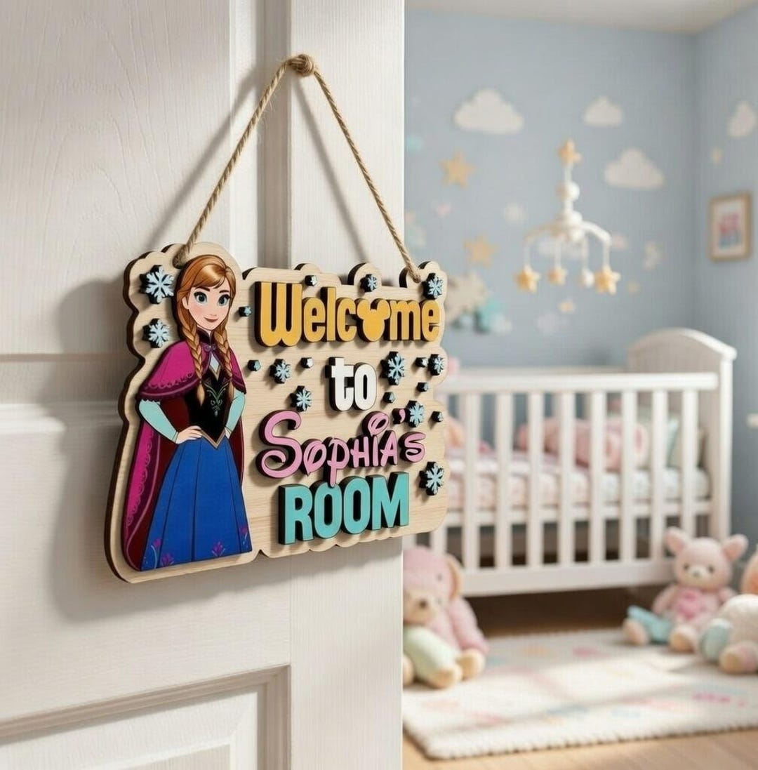 Personalized Anna Princess Nursery Name Sign, Welcome to My Room Wooden ...