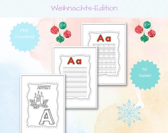 ABC Writing Book Christmas for Children – Exercise Book with Coloring Pictures 78 Pages | Tracing, Learning to Write & Fun While Painting PDF