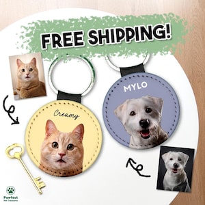 Custom Pet Photo Keychain: Personalized Portrait Keyring, Memorial Gift