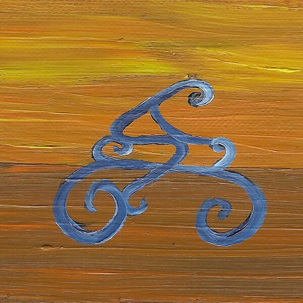 Original Oil Painting Bicycle at Sunrise