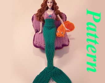 Fashion Doll Mermaid, Clam Chair, and Goldfish Friend """P A T T E R N"""