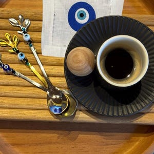 Cuchara de té de vidrio con forma de ojo malvado, cuchara para té, café, miel y azúcar, cuchara para condimentos envuelta en alambre, para despedidas de soltera, bodas, inauguración de la casa, regalos únicos hechos a mano.