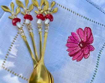 Mushroom Beaded Teaspoon: Handmade Stainless Steel Coffee Spoon