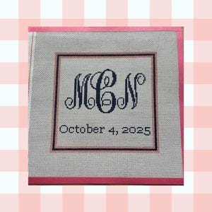Custom Monogrammed Needlepoint ring bearer pillow