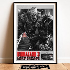 Resident Evil 3 Poster: Game Art | Gaming Room Custom Wall Decor | Nemesis | RE Biohazard | Survival Horror Videogames Print