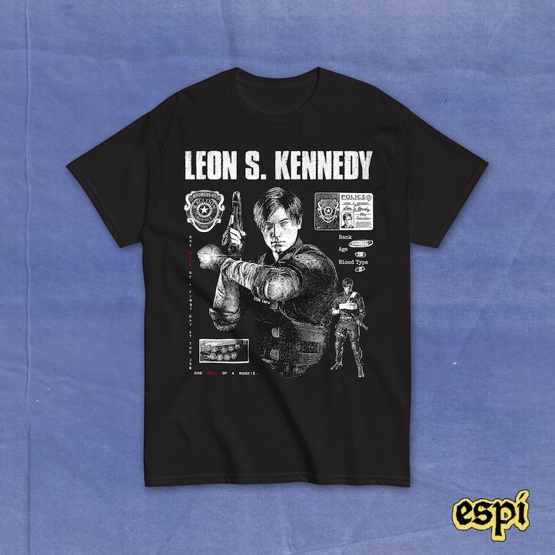 resident evil 2 leon kennedy shirt biohazard re zombie merch fanart horror survival tee rpd