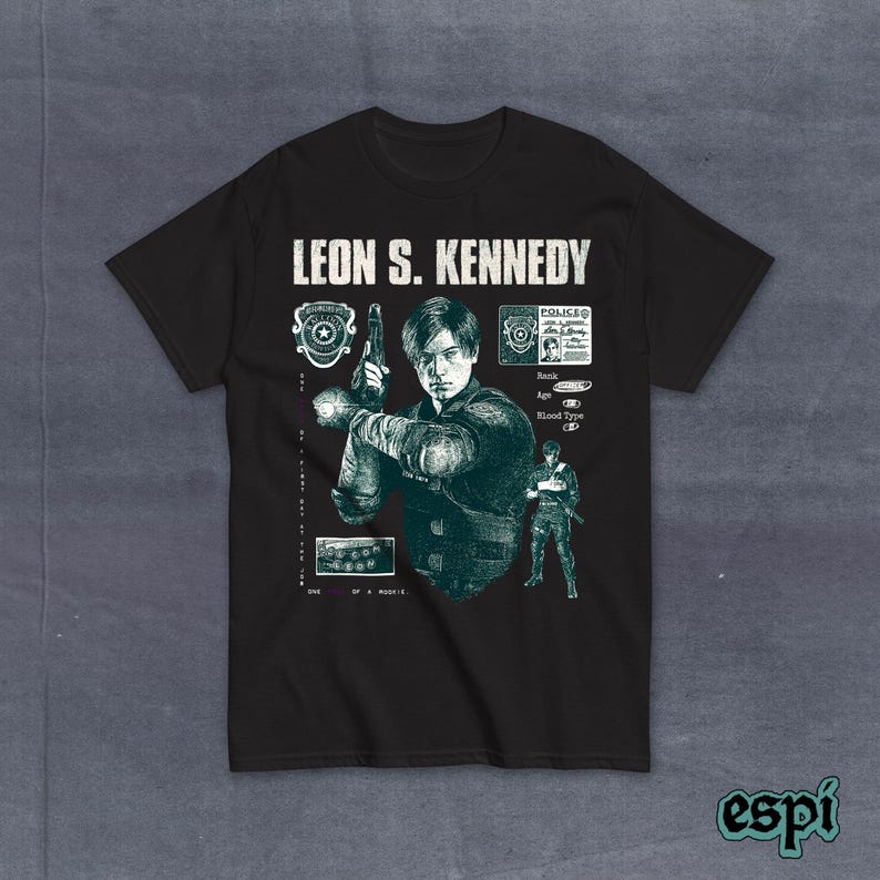 resident evil 2 leon kennedy shirt biohazard re zombie merch fanart horror survival tee rpd