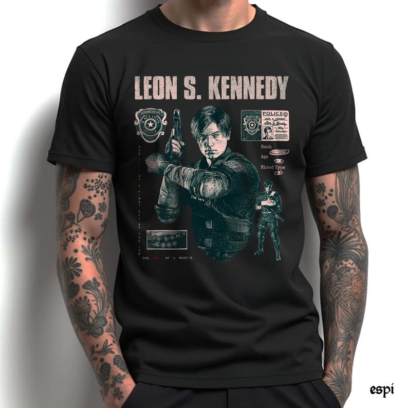 resident evil 2 leon kennedy shirt biohazard re zombie merch fanart horror survival tee rpd