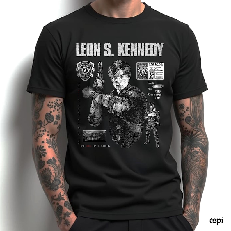 resident evil 2 leon kennedy shirt biohazard re zombie merch fanart horror survival tee rpd