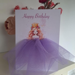 Carte d'anniversaire personnalisée pour petite fille avec jupe tutu | carte princesse a5 | princesse aux cheveux blonds | Livraison gratuite !