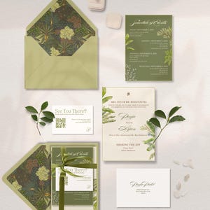 Carte de mariage tropicale élégante | Faire-part de mariage indien de luxe | Suite de 4 pages fabriquée sur commande | Faire-part moderne