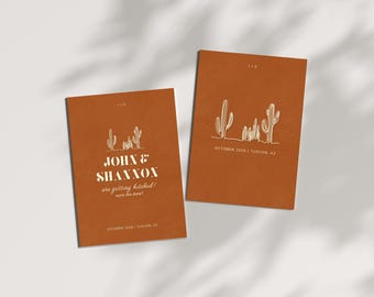 Desert Cactus Save the Date | Custom Card | Terracotta Theme | Made to Order Digital File | Tuscon Wedding Announcement Made to Order