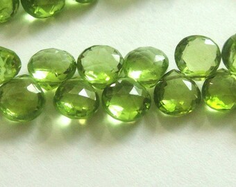Peridot Quartz Cut BeadsPeridot Quartz Heart Shape Briolette Beads Peridot Quartz Faceted Briolette BeadsPeridot Quartz 5 Matched Pair.