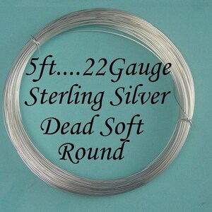 5 Ft-- 22g Sterling Silver Round Wire - Dead Soft