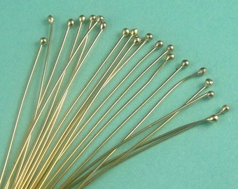 26 gauge ga g, Ball Head Pins Headpins, 14k Gold Filled 1 inch, 25mm,  Select your Quantity