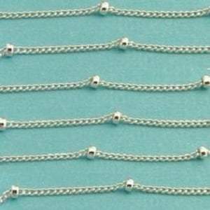Sterling Silver Chain Satellite 3 Ft, chain -1mm, bead 2mm
