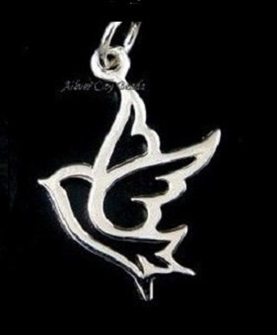 Dove Charm Pendant Open Cut Out Design Sterling Silver Dove Charm Pendant Open Cut Out Design Sterling Silver