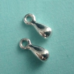 Silver Teardrop Charms, 2 pcs- SMALL Sterling Silver Teardrop Charms - 8x3mm