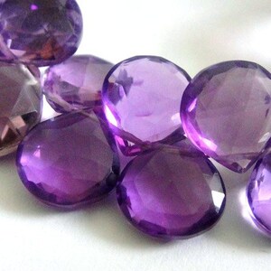 Amethyst Briolette, Heart Faceted Gemstone Beads, 1 MATCHED PAIR, AAA High Quality, Brides, February Birthstone, 10-12mm image 2