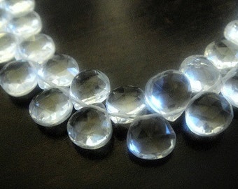 ROCK CRYSTAL Quartz Heart Briolette Beads, 7-8mm