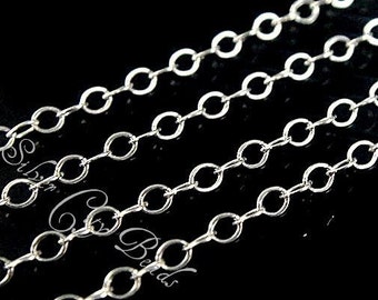 100 ft Bulk Sterling Silver Flat Cable Chain  2x1.5mm- wholesale Chain