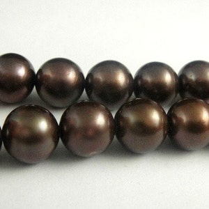 Freshwater Potato Pearls Round Chocolate Brown 6  PCS,  HUGE 9-10mm-High Quality