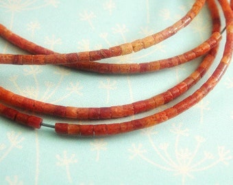 Apple Coral Tube Beads, Heishi Coral, Natural, No Dyes, Stabilized