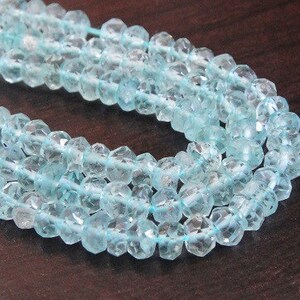 Aquamarine Faceted Rondelles, WHOLESALE Gemstone Beads, March birthstone, Bride  3-3.50mm