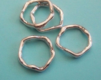 Hammered Links, Connectors, Textured Rings, 925 Sterling Silver, LARGE, 15mm