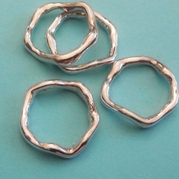 Sterling Silver Hammered Links, Connectors, Wiggly Rings, 11-12mm