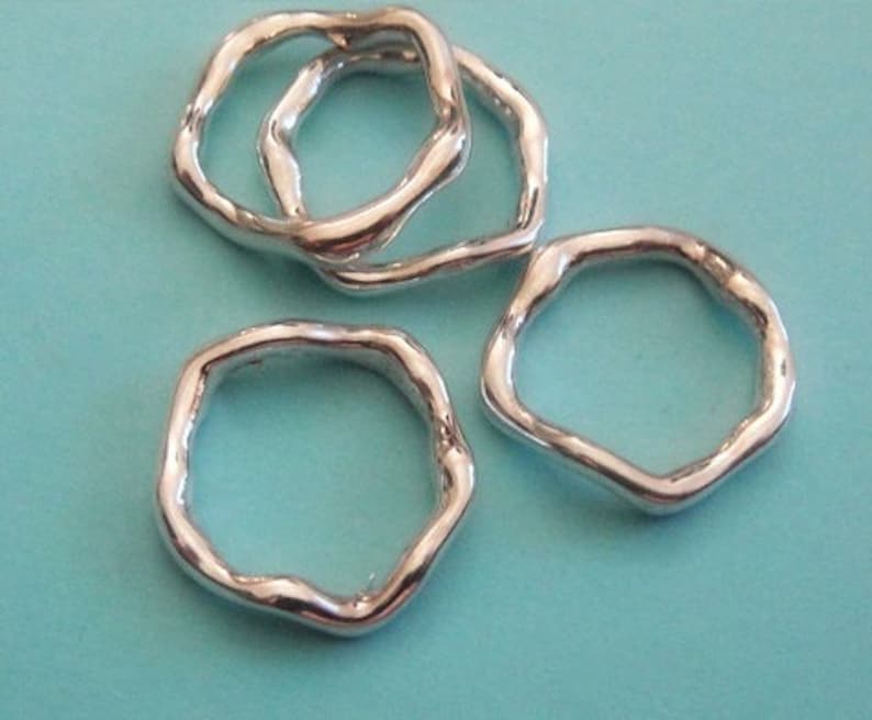 Wiggly Rings Sterling Silver Hammered Links Connectors 12mm