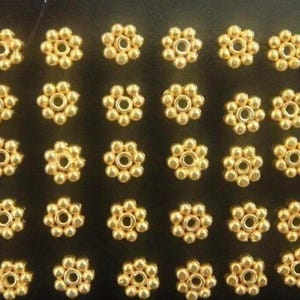 Vermeil Daisy Spacer Bead, 3mm, Bali 24k Gold Plated over 925 Sterling, Select your quantity