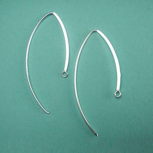 Sterling Silver Ear wire, Hammered Marquis Earwire- 19x40mm 1 pair