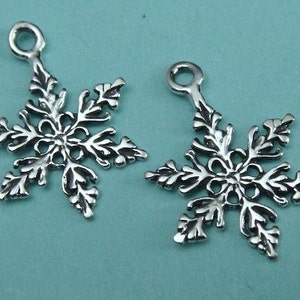 Sterling Snowflake Snow Flake Charm, 925 sterling silver, Select Your Quantity, 14.3x18.5mm