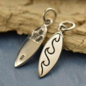 Sterling Silver Surfboard Charm, Beach and Surfer Charms, 21x5.5mm, 1 PC,  Wholesale Findings