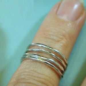 KNUCKLE STACK RINGS, Sterling Silver Hammered Ring 3 rings Pinky Finger 20mm, 1.50 Thick image 3