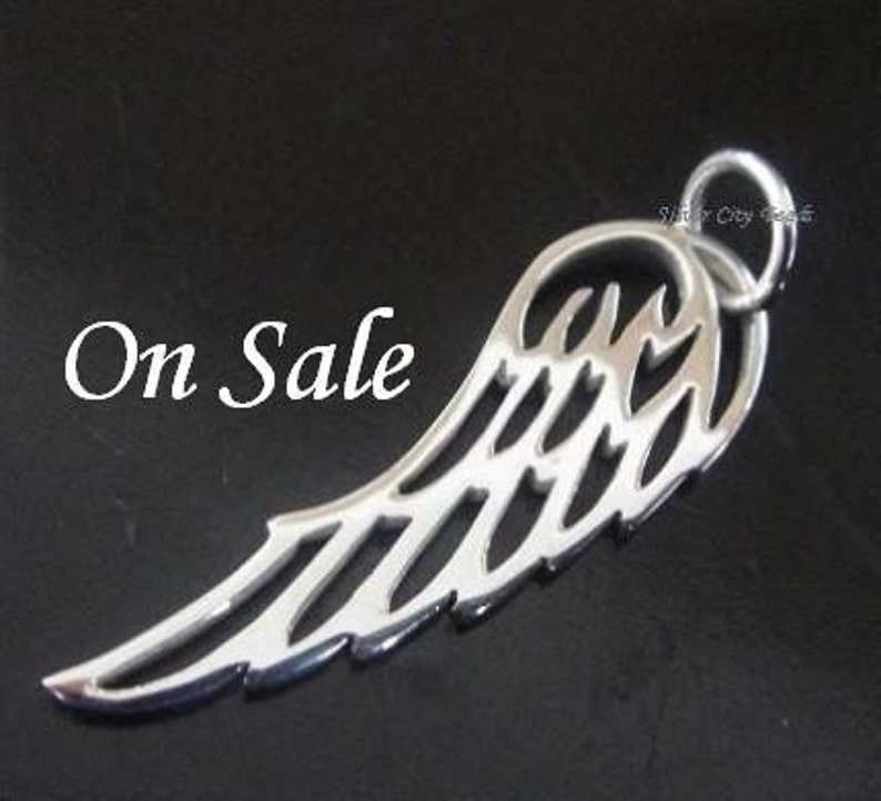 SALE Thai 925 Silver Openwork Angel Wing 27 x 8mm 2 pcs Sterling Silver Angel Wing Charm