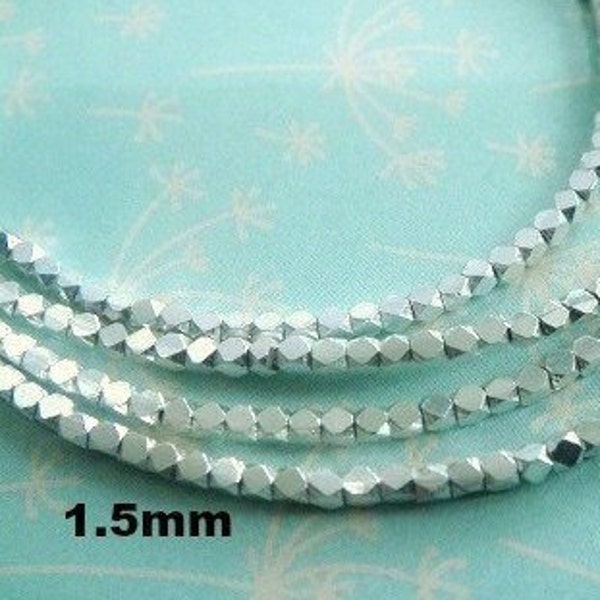 20-1000 pcs Sterling Silver TINY Faceted Beads, Wholesale Spacer Bead, 1.5mm