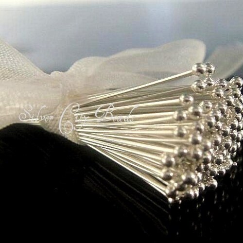 24 Gauge 2 Sterling Silver 3 Ball Dot Bead Head Pin
