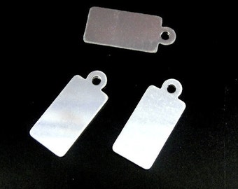 Sterling Silver Rectangle Stamping Blanks Tags Charms 24 ga, 6.2x13.8mm- 3 pcs