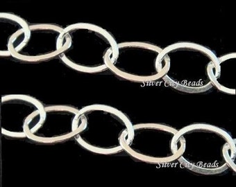 Sterling Silver Flat Cable Chain 8x6mm 2 Feet